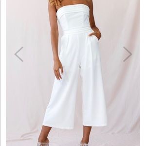 White strapless jumpsuit Selfie Leslie